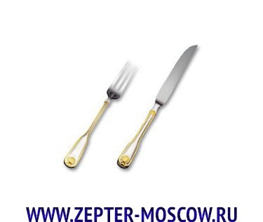 Венус - Набор стол.приборов для мяса на 6 перс.с золот.декор. (12 пр.)